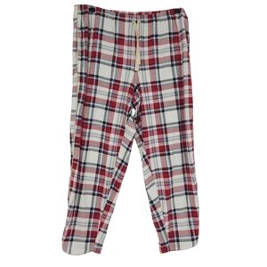 Soma Cropped Pajama Sleep Pants Red White Plaid Pull On Stretch Waist XL